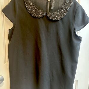 Your Office Holiday Party Top with Sequin Peter Pan Collar